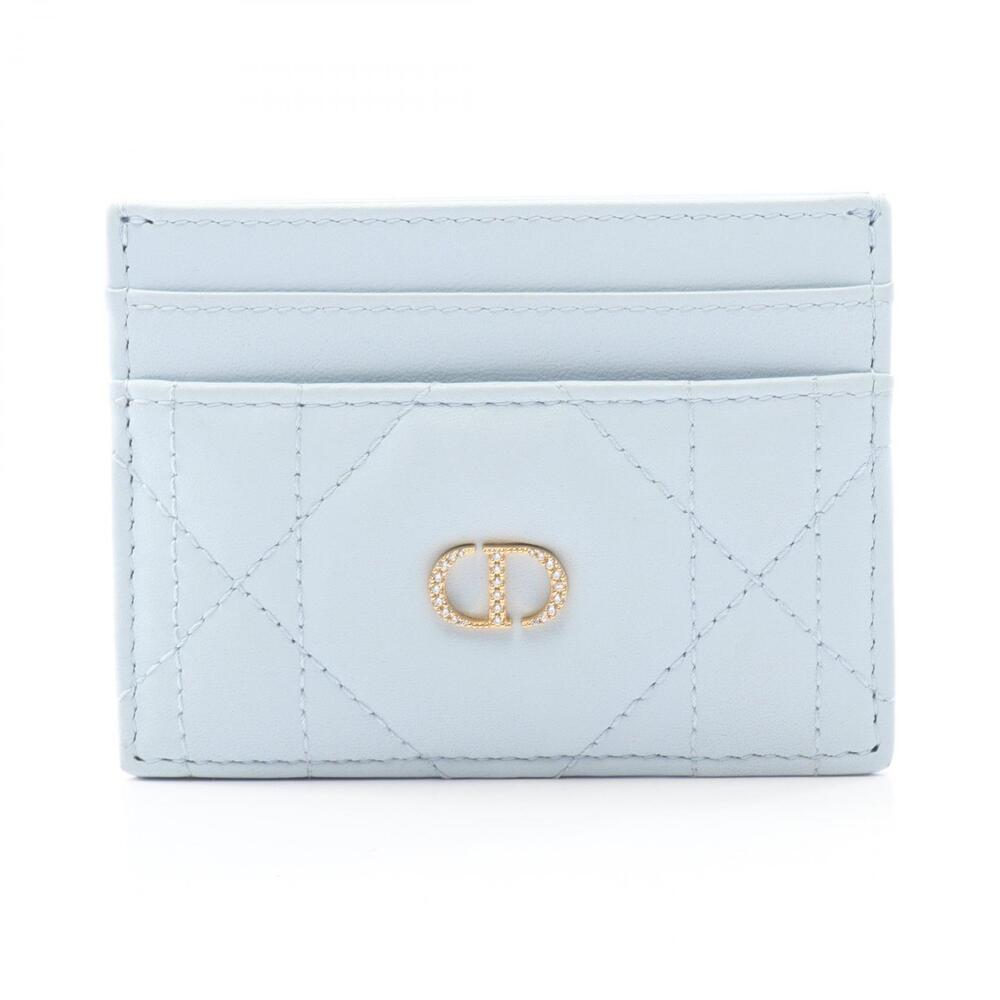 Christian Dior Caro Freesia Crystal Card Case Wallet Accessory Leather Blue
